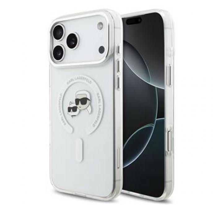 Karl Lagerfeld IML K&CH Heads Metal Frame MagSafe Zadní Kryt pro iPhone 17 Pro Max Transparent