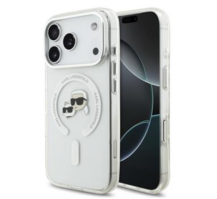 Karl Lagerfeld IML K&CH Heads Metal Frame MagSafe Zadní Kryt pro iPhone 17 Pro Transparent