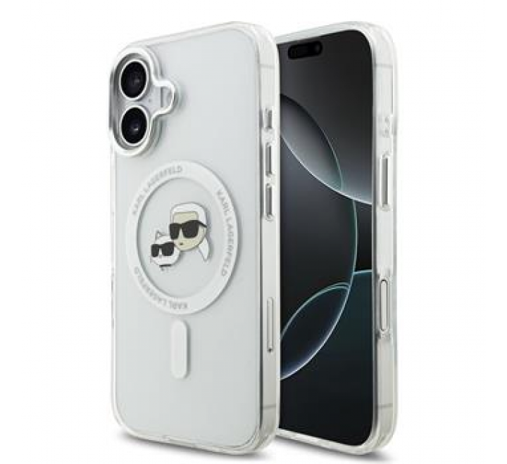 Karl Lagerfeld IML K&CH Heads Metal Frame MagSafe Zadní Kryt pro iPhone 17 Transparent
