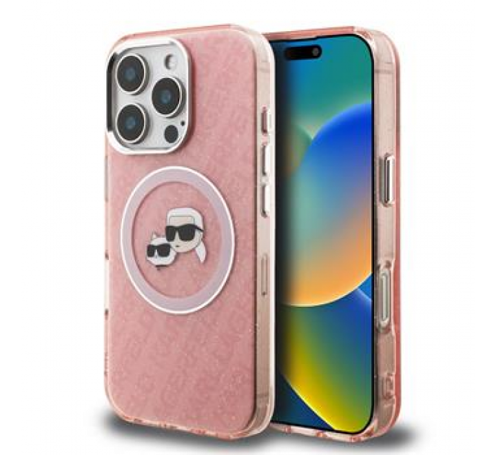 Karl Lagerfeld IML K&CH Heads Repeated Logo MagSafe Zadní Kryt pro iPhone 16 Pro Max Pink