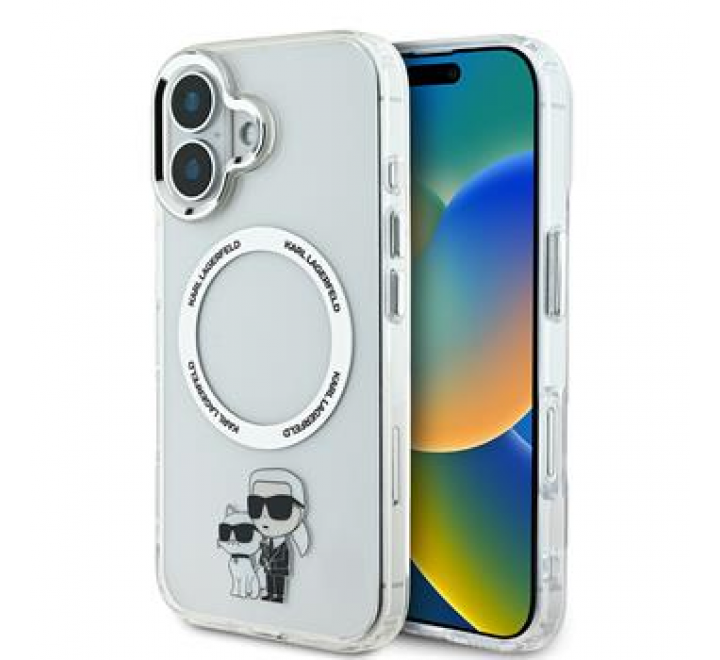 Karl Lagerfeld IML Karl and Choupette MagSafe Zadní Kryt pro iPhone 16 Transparent