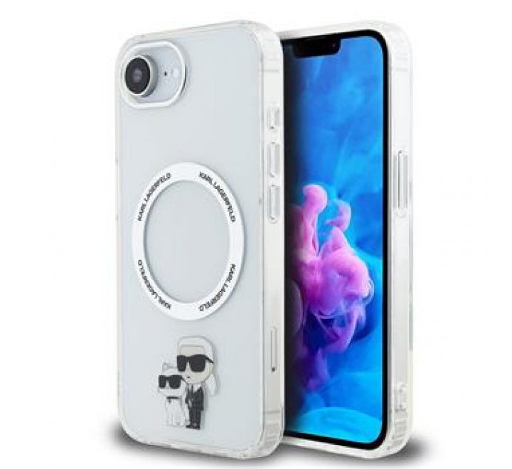 Karl Lagerfeld IML Karl and Choupette MagSafe Zadní Kryt pro iPhone 16e Transparent