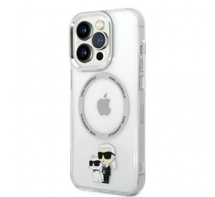 Karl Lagerfeld IML Karl and Choupette NFT MagSafe Zadní Kryt pro iPhone 13 Pro Transparent