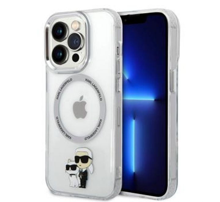 Karl Lagerfeld IML Karl and Choupette NFT MagSafe Zadní Kryt pro iPhone 15 Pro Transparent