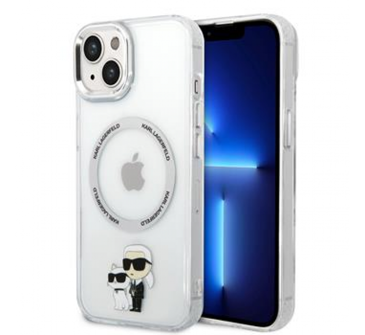 Karl Lagerfeld IML Karl and Choupette NFT MagSafe Zadní Kryt pro iPhone 15 Transparent