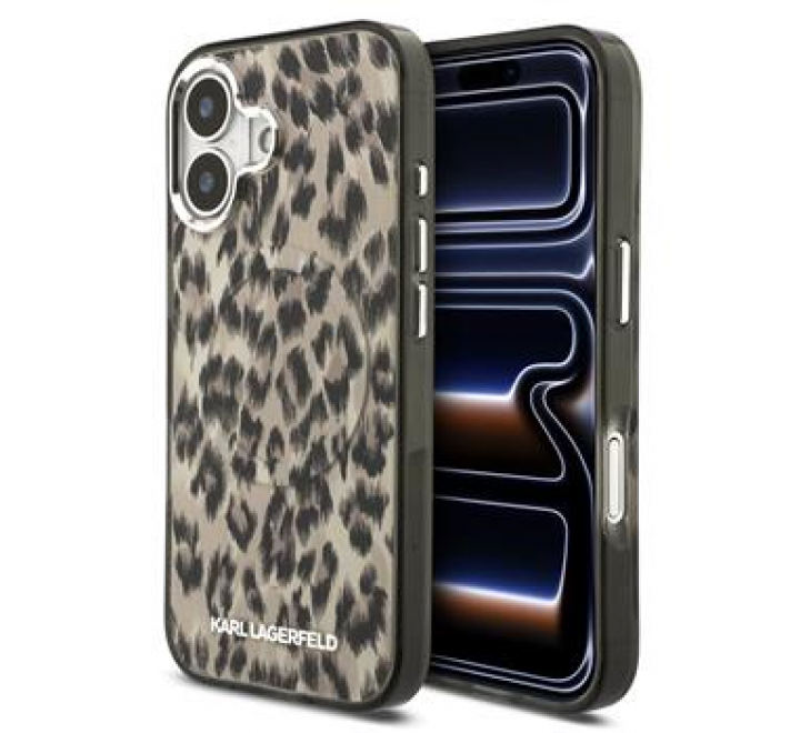 Karl Lagerfeld IML Leopard MagSafe Zadní Kryt pro iPhone 17 Brown