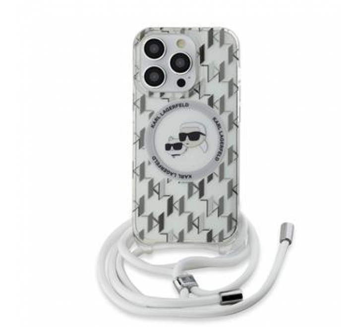Karl Lagerfeld IML Monogram Crossbody K&CH Heads MagSafe Zadní Kryt pro iPhone 14 Pro Max Transparent