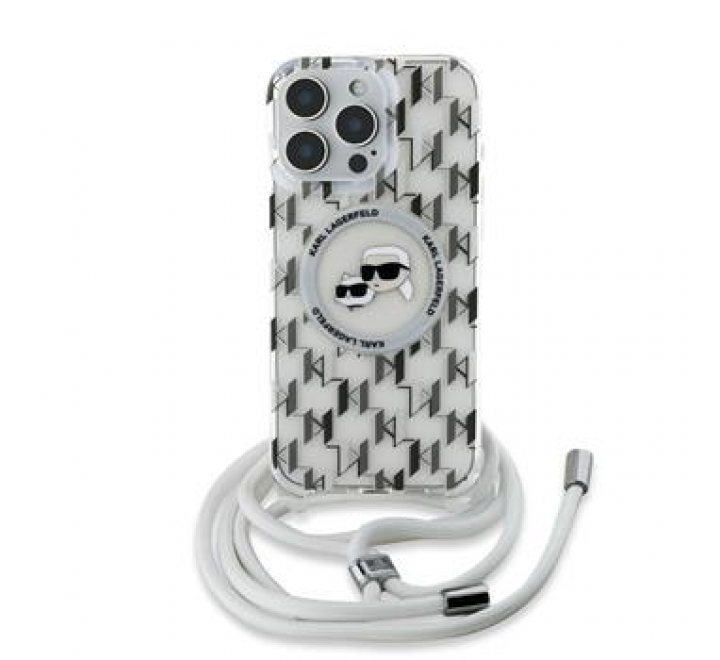 Karl Lagerfeld IML Monogram Crossbody K&CH Heads MagSafe Zadní Kryt pro iPhone 16 Pro Max Transparent