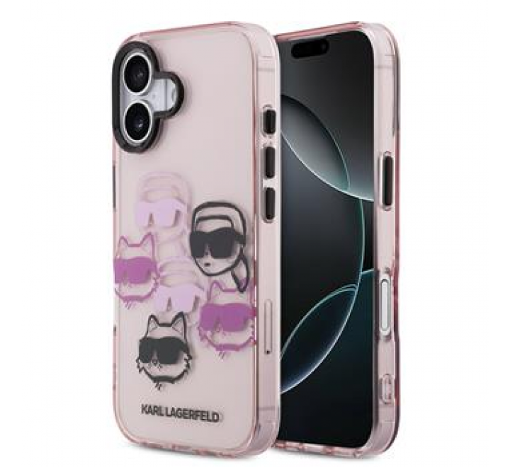 Karl Lagerfeld IML Multi K&CH Heads Zadní Kryt pro iPhone 17 Pink