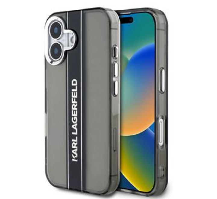 Karl Lagerfeld IML Stripe Logo Zadní Kryt pro iPhone 16 Black
