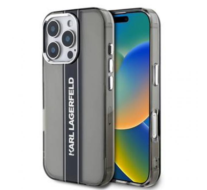 Karl Lagerfeld IML Stripe Logo Zadní Kryt pro iPhone 16 Pro Black