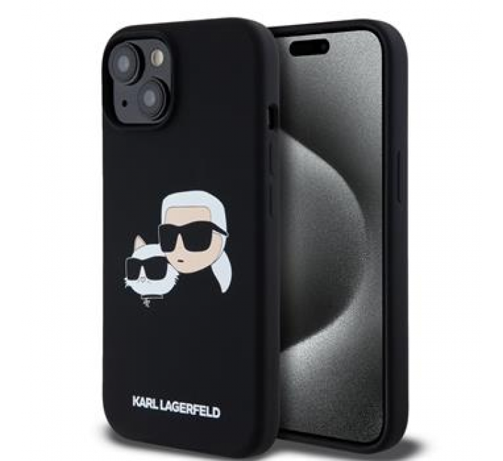Karl Lagerfeld Liquid Silicone Double Heads Magsafe Zadní Kryt pro iPhone 15 Pro Max Black