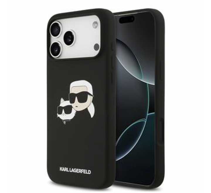 Karl Lagerfeld Liquid Silicone Double Heads MagSafe Zadní Kryt pro iPhone 17 Pro Max Black