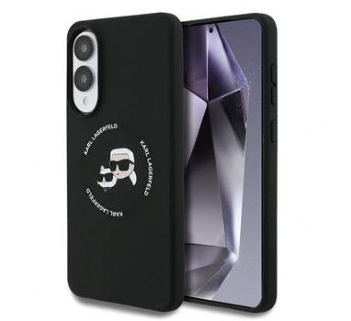 Karl Lagerfeld Liquid Silicone Double Heads MagSafe Zadní Kryt pro Samsung Galaxy S25 Edge Black
