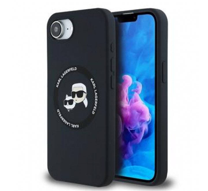 Karl Lagerfeld Liquid Silicone K&CH Heads MagSafe Zadní Kryt pro iPhone SE4 Black