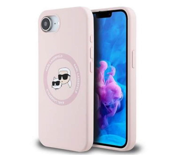 Karl Lagerfeld Liquid Silicone K&CH Heads MagSafe Zadní Kryt pro iPhone SE4 Pink