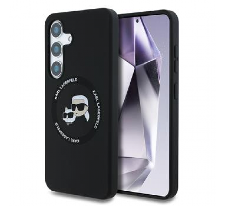 Karl Lagerfeld Liquid Silicone K&CH Heads MagSafe Zadní Kryt pro Samsung Galaxy S25 Black