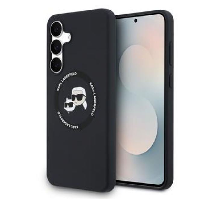 Karl Lagerfeld Liquid Silicone K&CH Heads MagSafe Zadní Kryt pro Samsung Galaxy S25 FE Black