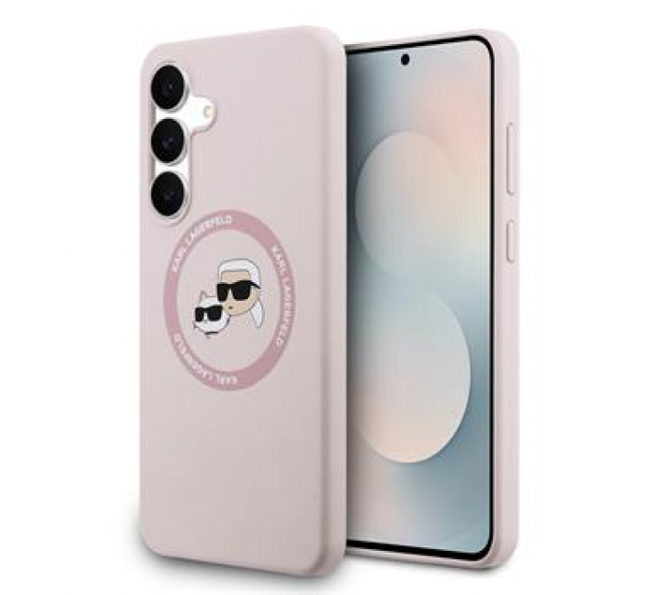 Karl Lagerfeld Liquid Silicone K&CH Heads MagSafe Zadní Kryt pro Samsung Galaxy S25 FE Pink