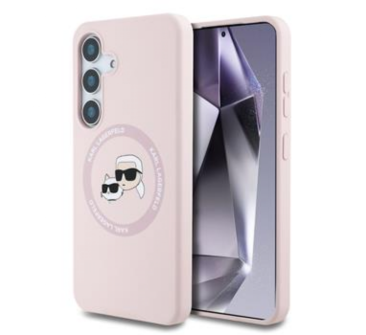 Karl Lagerfeld Liquid Silicone K&CH Heads MagSafe Zadní Kryt pro Samsung Galaxy S25+ Pink