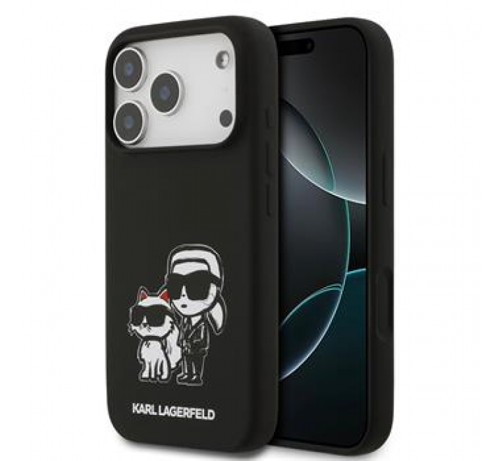 Karl Lagerfeld Liquid Silicone K&CH Sketch MagSafe Zadní Kryt pro iPhone 17 Pro Black