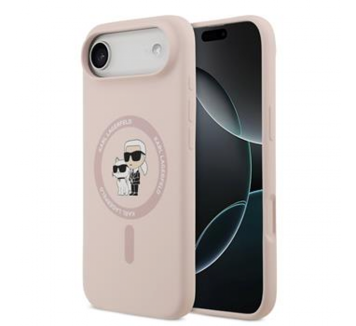 Karl Lagerfeld Liquid Silicone Karl and Choupette MagSafe Zadní Kryt pro iPhone 17 Air Pink