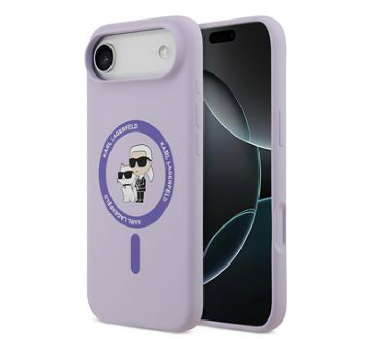 Karl Lagerfeld Liquid Silicone Karl and Choupette MagSafe Zadní Kryt pro iPhone 17 Air Purple
