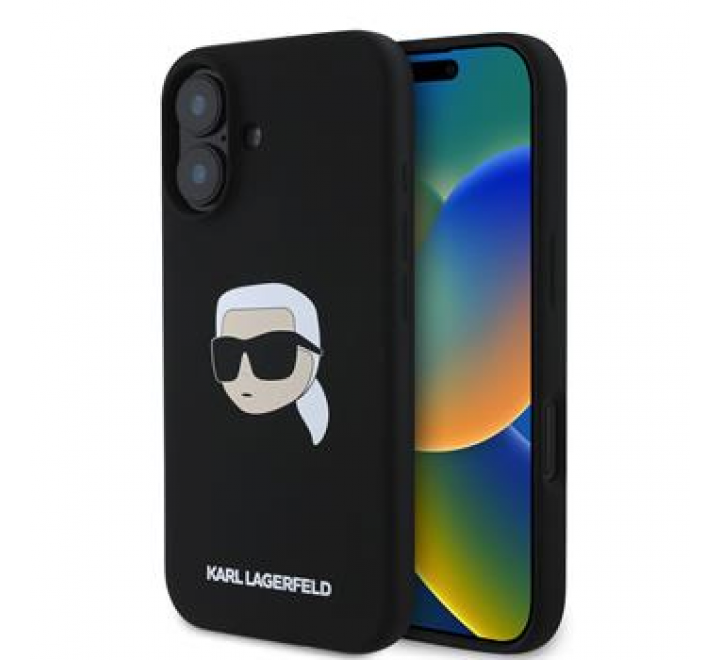 Karl Lagerfeld Liquid Silicone Karl Head MagSafe Zadní Kryt pro iPhone 16 Black