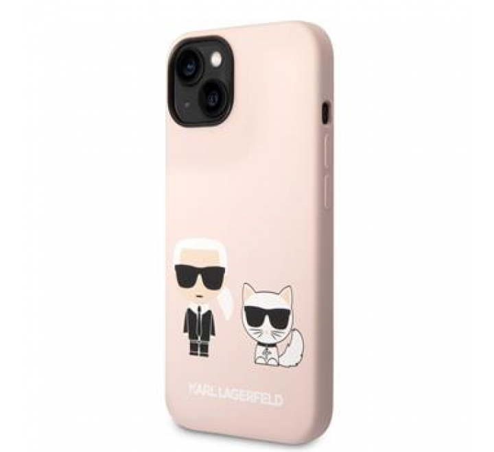 Karl Lagerfeld MagSafe Kompatibilní Kryt Liquid Silicone Karl and Choupette pro iPhone 14 Plus Pink