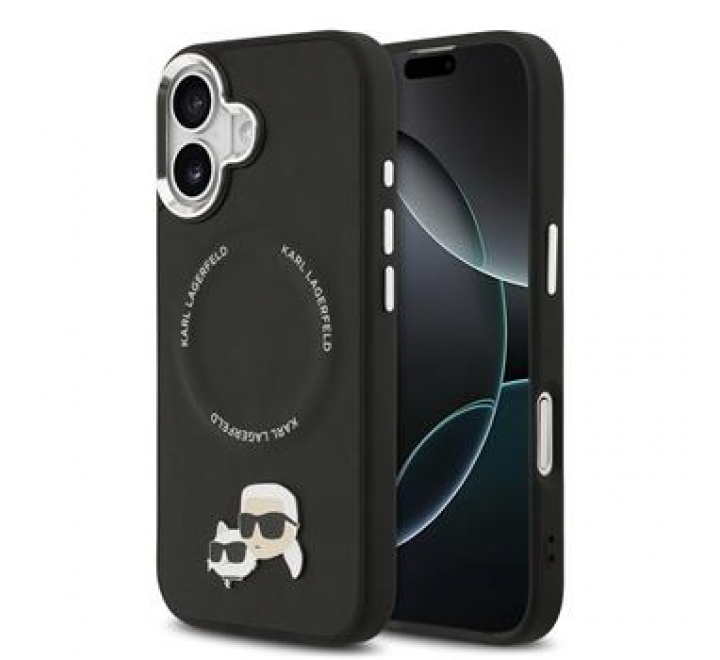 Karl Lagerfeld PU Karl and Choupette Heads Pins MagSafe Zadní Kryt pro iPhone 17 Black