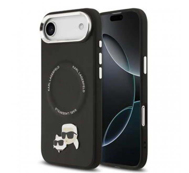 Karl Lagerfeld PU Karl and Choupette Heads Pins MagSafe Zadní Kryt pro iPhone Air Black