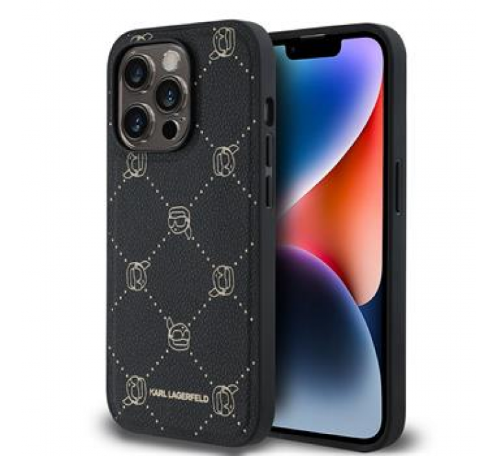 Karl Lagerfeld PU Karl Heads Pattern Magsafe Zadní Kryt pro iPhone 14 Pro Max Black