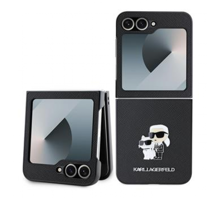 Karl Lagerfeld PU Saffiano Karl and Choupette Zadní Kryt pro Samsung Galaxy Z Flip 6 Black