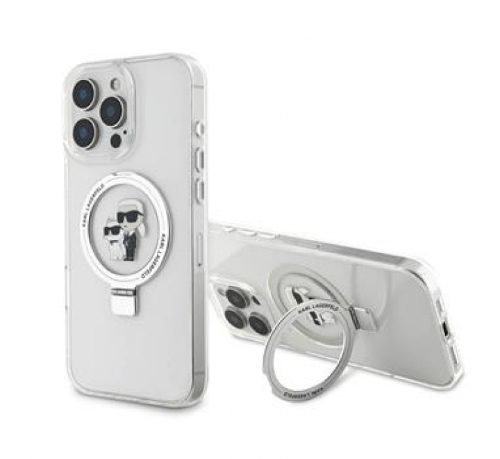 Karl Lagerfeld Ringstand Karl and Choupette MagSafe Zadní Kryt pro iPhone 16 Pro Max White