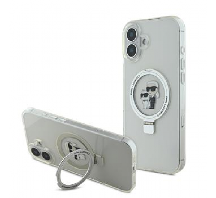 Karl Lagerfeld Ringstand Karl and Choupette MagSafe Zadní Kryt pro iPhone 16 White