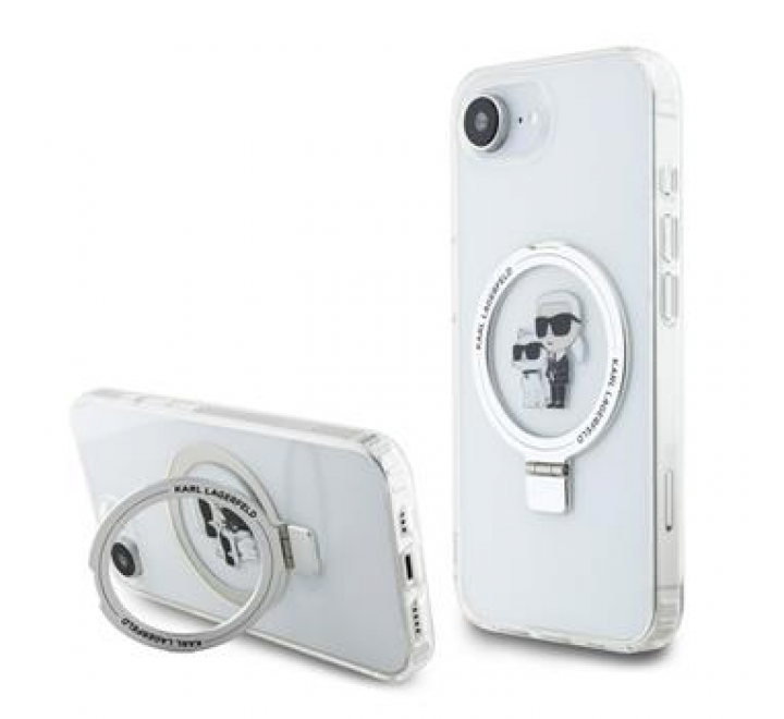 Karl Lagerfeld Ringstand Karl and Choupette MagSafe Zadní Kryt pro iPhone 16e White