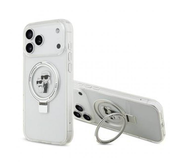 Karl Lagerfeld Ringstand Karl and Choupette MagSafe Zadní Kryt pro iPhone 17 Pro Max White