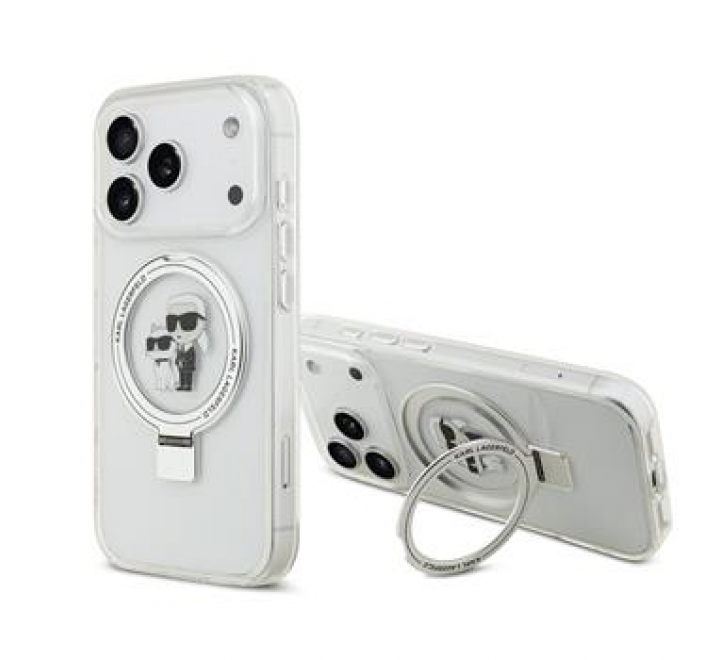 Karl Lagerfeld Ringstand Karl and Choupette MagSafe Zadní Kryt pro iPhone 17 Pro White