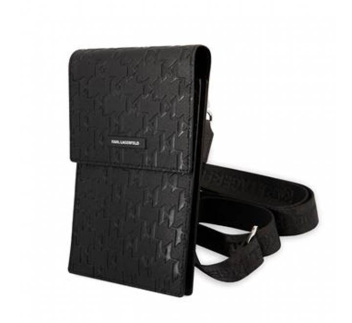 Karl Lagerfeld Saffiano Monogram Wallet Phone Bag Black