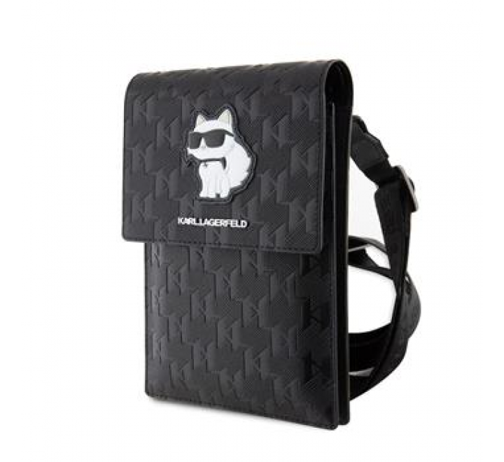 Karl Lagerfeld Saffiano Monogram Wallet Phone Bag Choupette NFT Black