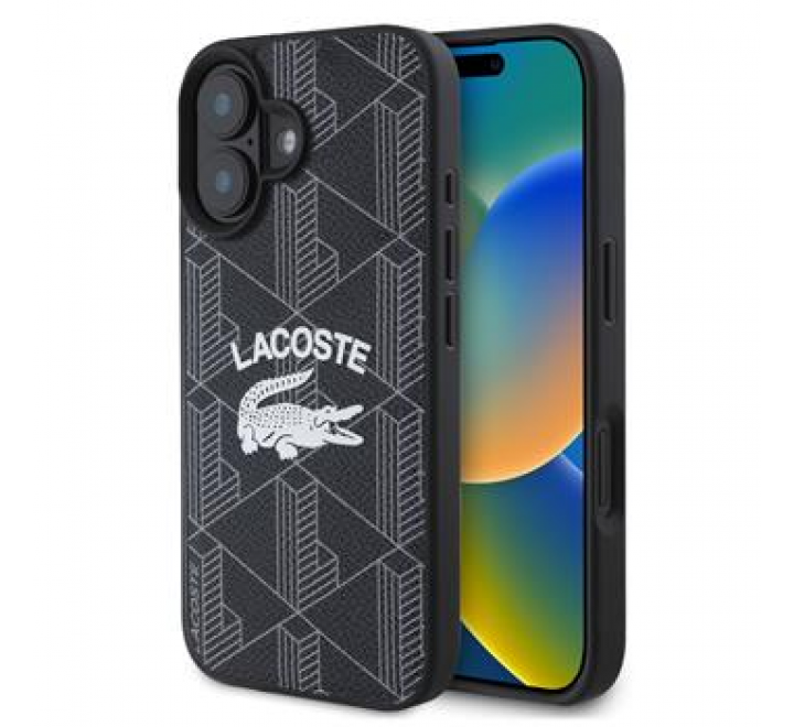 Lacoste Blend Monogram MagSafe Zadní Kryt pro iPhone 16 Black