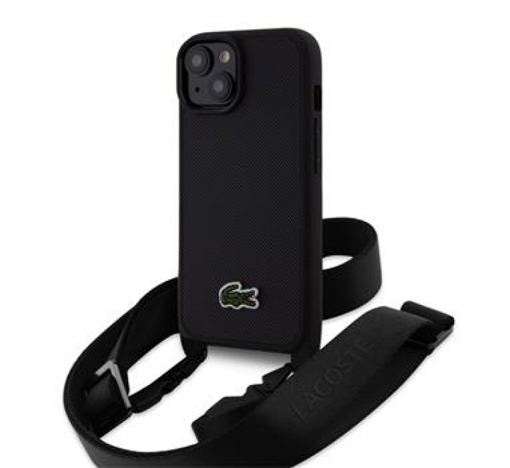 Lacoste Iconic Petit Pique Crossbody Woven Logo Zadní Kryt pro iPhone 15 Black