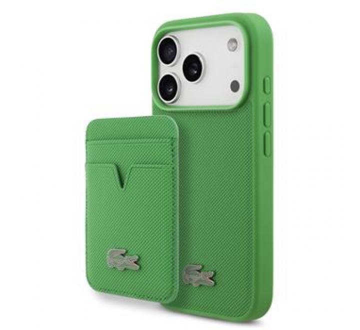 Lacoste Iconic Petit Pique MagSafe Zadní Kryt + Peněženka pro iPhone 17 Pro Green
