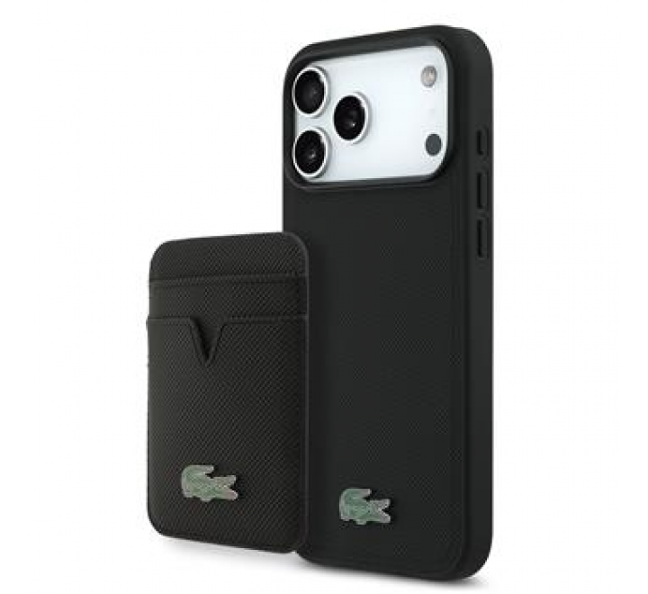 Lacoste Iconic Petit Pique MagSafe Zadní Kryt + Peněženka pro iPhone 17 Pro Max Black