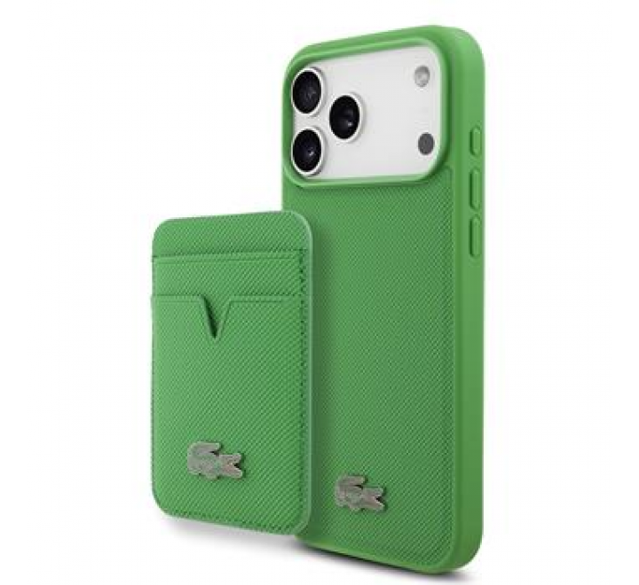 Lacoste Iconic Petit Pique MagSafe Zadní Kryt + Peněženka pro iPhone 17 Pro Max Green