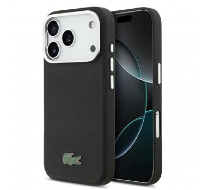 Lacoste Iconic Petit Pique Metal Logo MagSafe Zadní Kryt pro iPhone 17 Pro Black