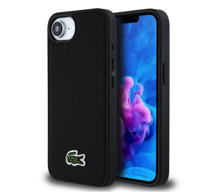 Lacoste Iconic Petit Pique Woven Logo MagSafe Zadní Kryt pro iPhone 16e Black