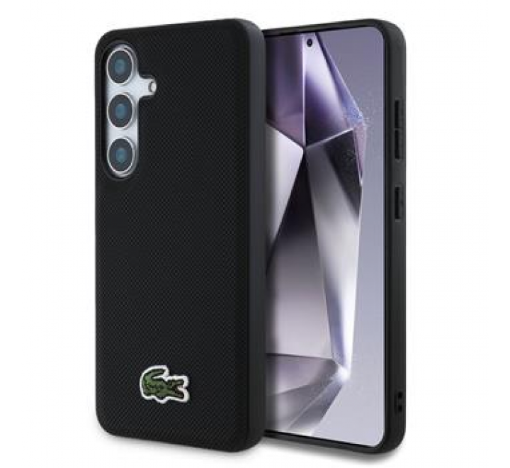 Lacoste Iconic Petit Pique Woven Logo MagSafe Zadní Kryt pro Samsung Galaxy S25 Black