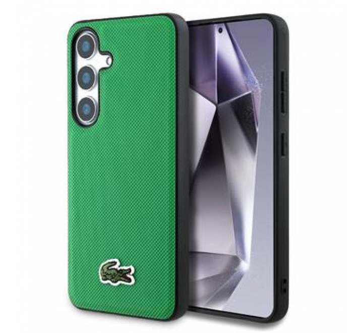 Lacoste Iconic Petit Pique Woven Logo MagSafe Zadní Kryt pro Samsung Galaxy S25 Green