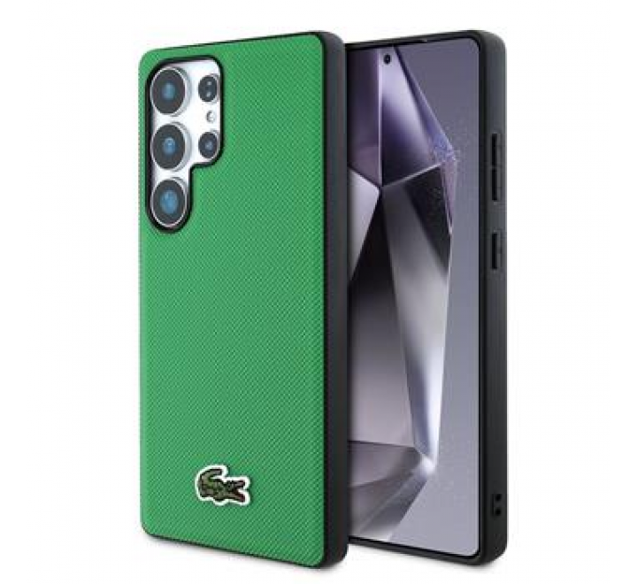 Lacoste Iconic Petit Pique Woven Logo MagSafe Zadní Kryt pro Samsung Galaxy S25 Ultra Green